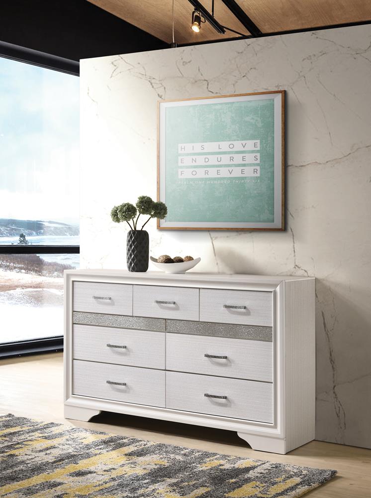 Miranda White/Rhinestone 7-Drawer Dresser - 205113 - Bien Home Furniture & Electronics