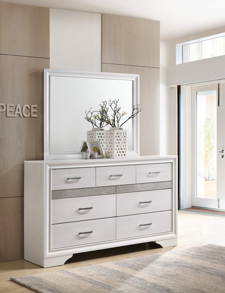 Miranda White/Rhinestone 7-Drawer Dresser - 205113 - Bien Home Furniture & Electronics