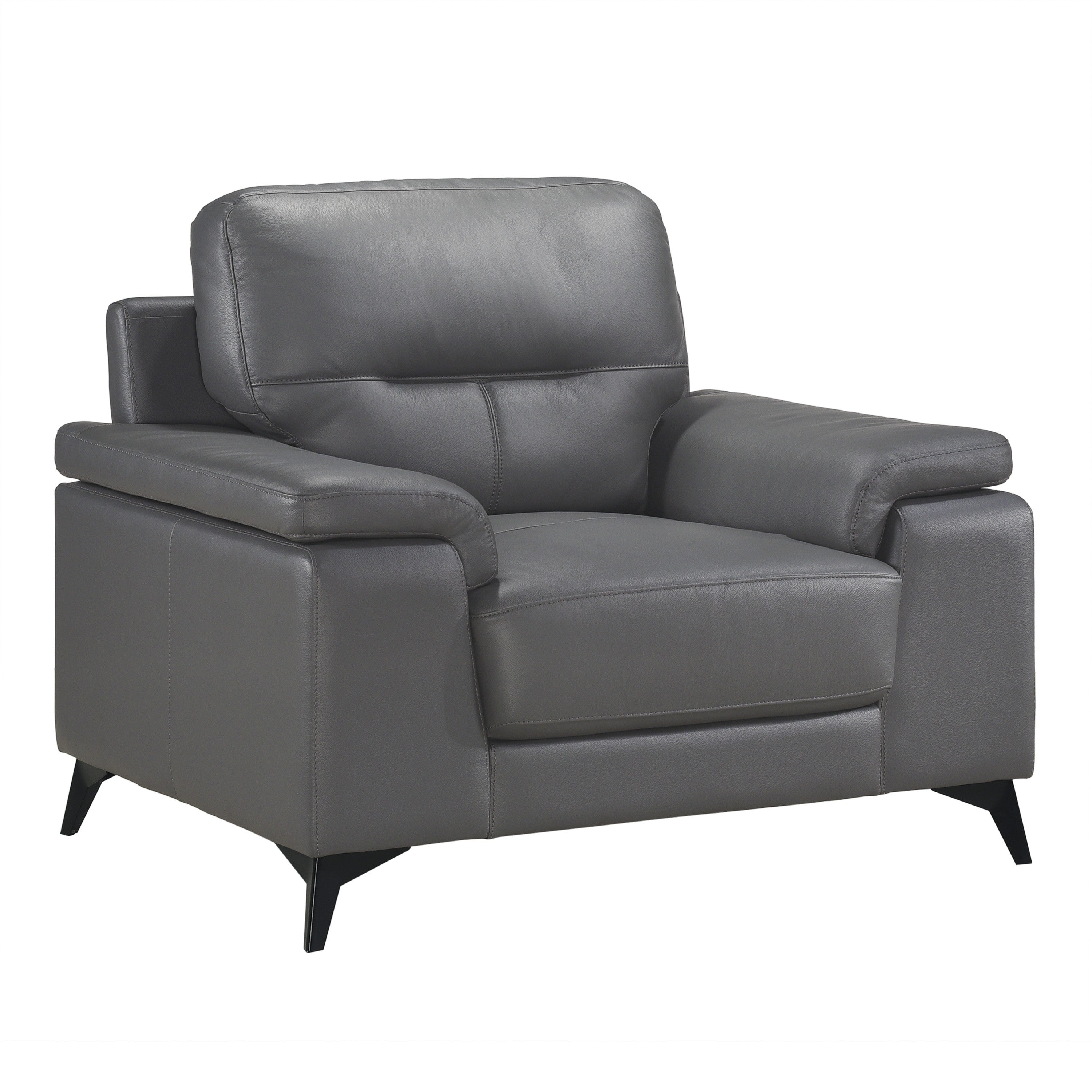 Mischa Dark Gray Top-Grain Leather Chair - 9514DGY-1 - Bien Home Furniture & Electronics