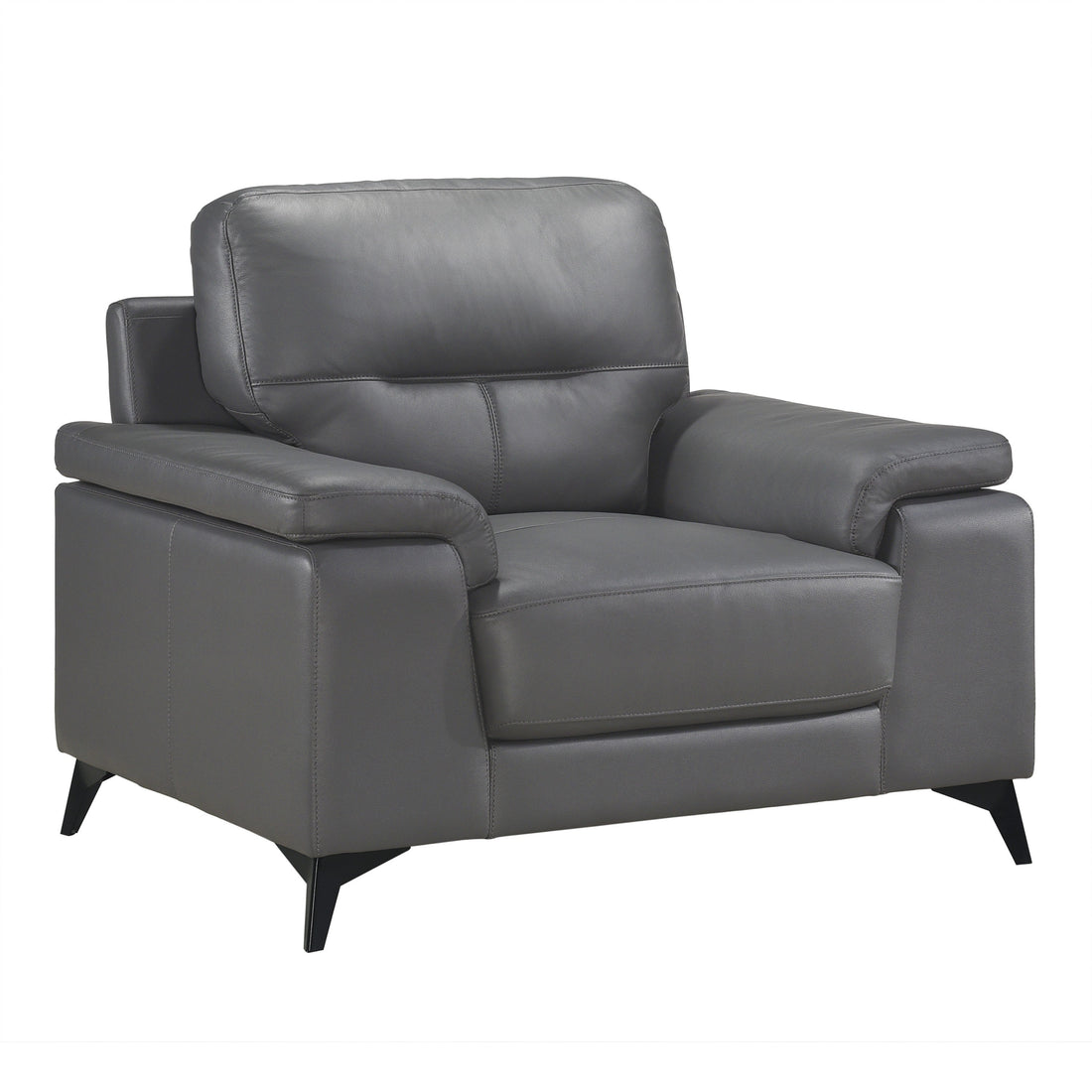 Mischa Dark Gray Top-Grain Leather Chair - 9514DGY-1 - Bien Home Furniture &amp; Electronics