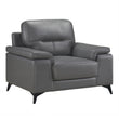 Mischa Dark Gray Top-Grain Leather Chair - 9514DGY-1 - Bien Home Furniture & Electronics