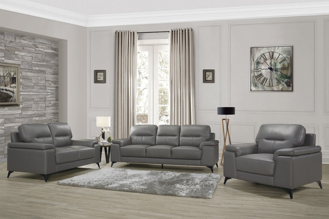 Mischa Dark Gray Top-Grain Leather Chair - 9514DGY-1 - Bien Home Furniture &amp; Electronics