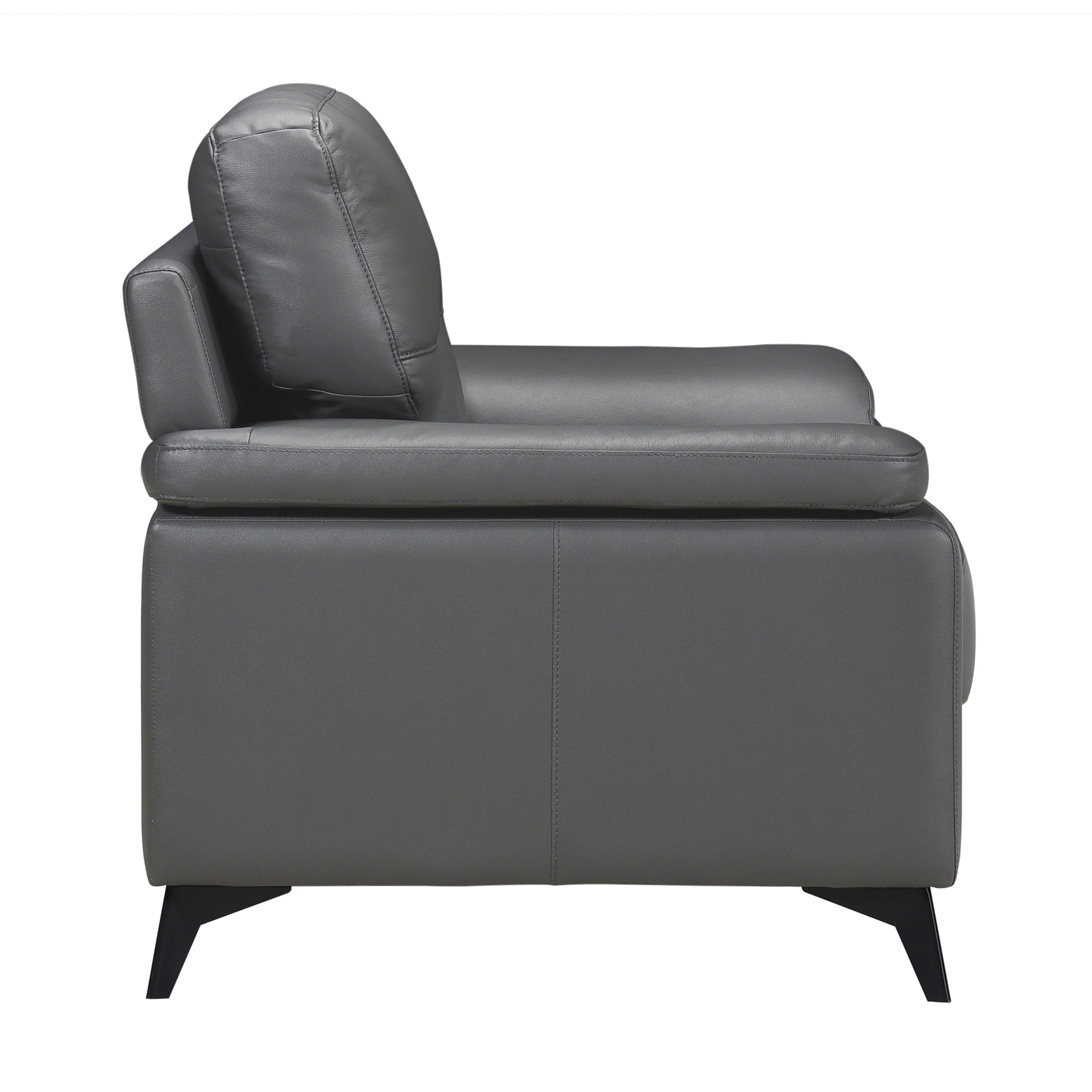Mischa Dark Gray Top-Grain Leather Chair - 9514DGY-1 - Bien Home Furniture & Electronics