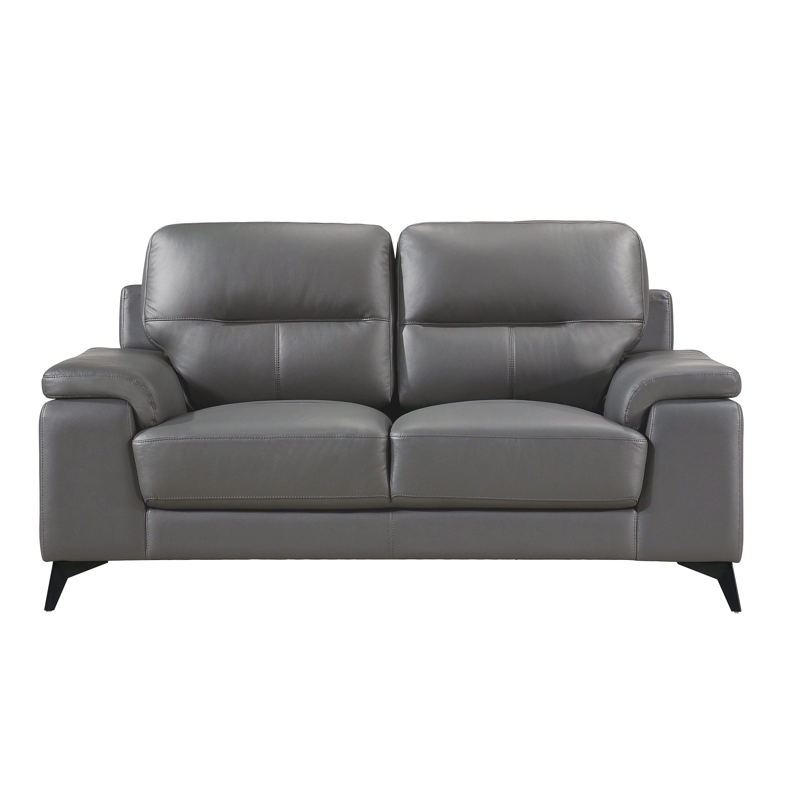 Mischa Dark Gray Top-Grain Leather Living Room Set - SET | 9514DGY-3 | 9514DGY-2 - Bien Home Furniture & Electronics