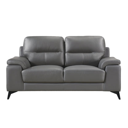 Mischa Dark Gray Top-Grain Leather Living Room Set - SET | 9514DGY-3 | 9514DGY-2 - Bien Home Furniture &amp; Electronics