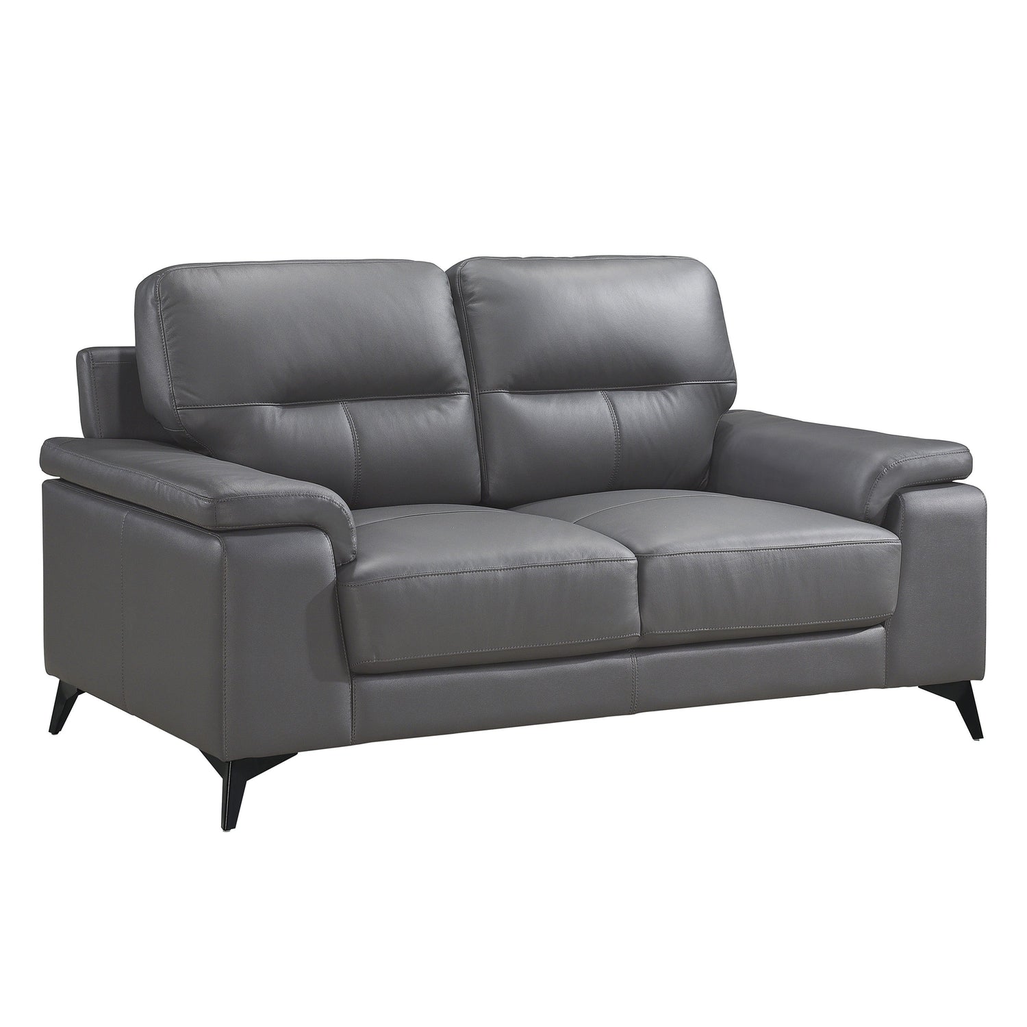 Mischa Dark Gray Top-Grain Leather Loveseat - 9514DGY-2 - Bien Home Furniture & Electronics