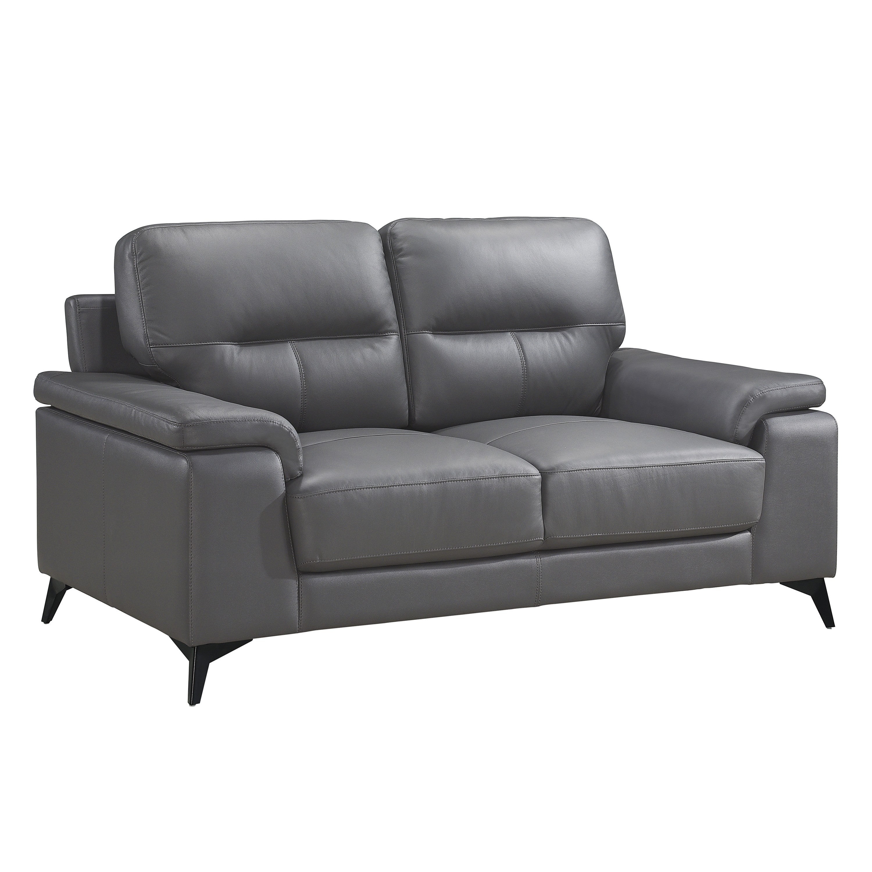 Mischa Dark Gray Top-Grain Leather Loveseat - 9514DGY-2 - Bien Home Furniture & Electronics