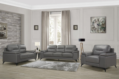 Mischa Dark Gray Top-Grain Leather Loveseat - 9514DGY-2 - Bien Home Furniture &amp; Electronics