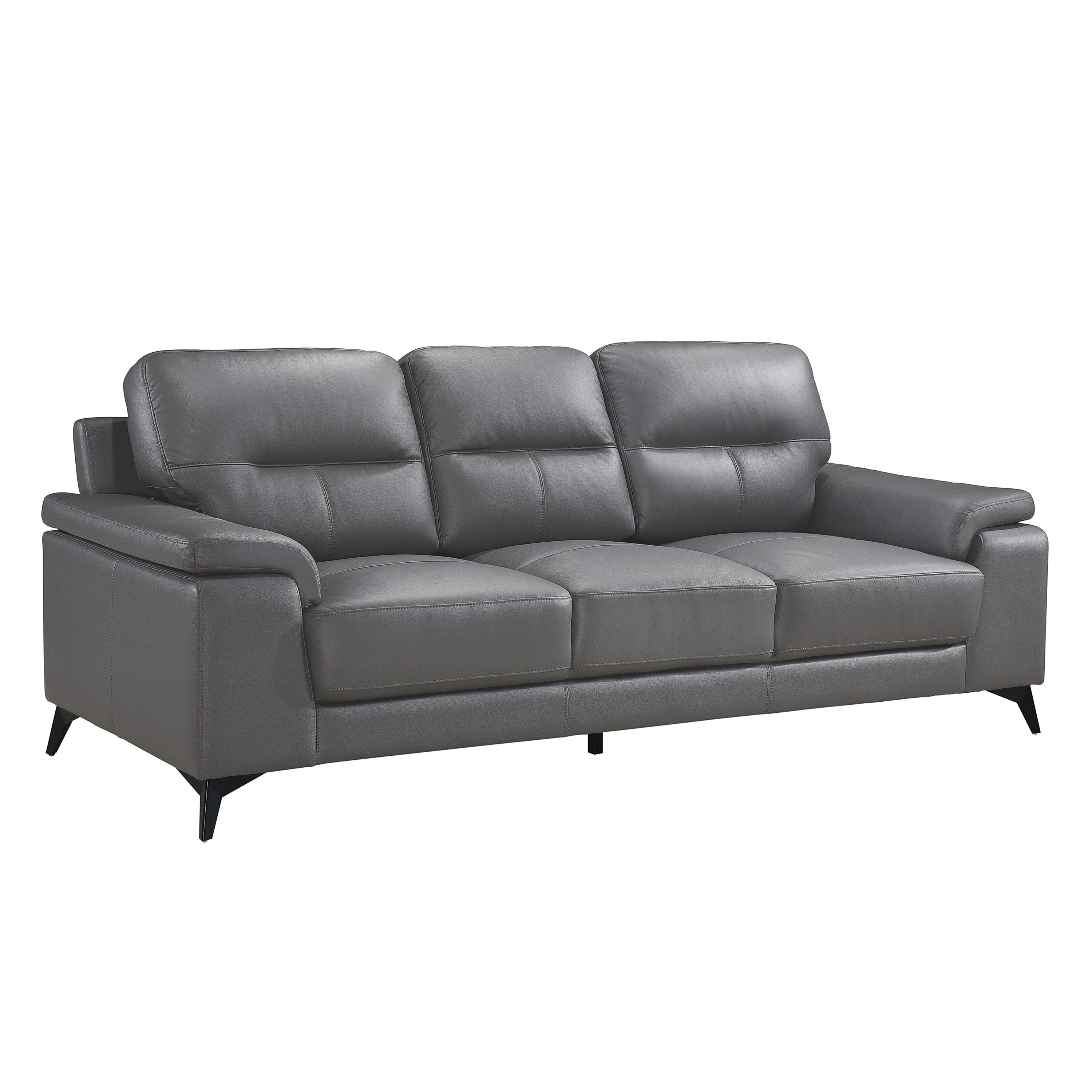 Mischa Dark Gray Top-Grain Leather Sofa - 9514DGY-3 - Bien Home Furniture & Electronics