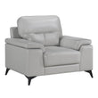 Mischa Silver Grain Top Grain Leather Chair - 9514SVE-1 - Bien Home Furniture & Electronics