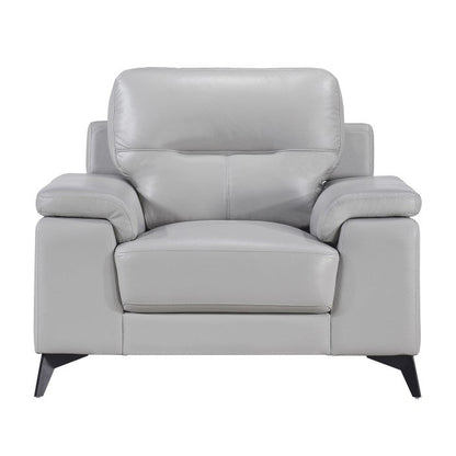 Mischa Silver Grain Top Grain Leather Chair - 9514SVE-1 - Bien Home Furniture &amp; Electronics