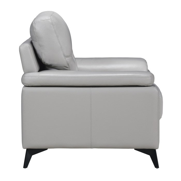 Mischa Silver Grain Top Grain Leather Chair - 9514SVE-1 - Bien Home Furniture & Electronics