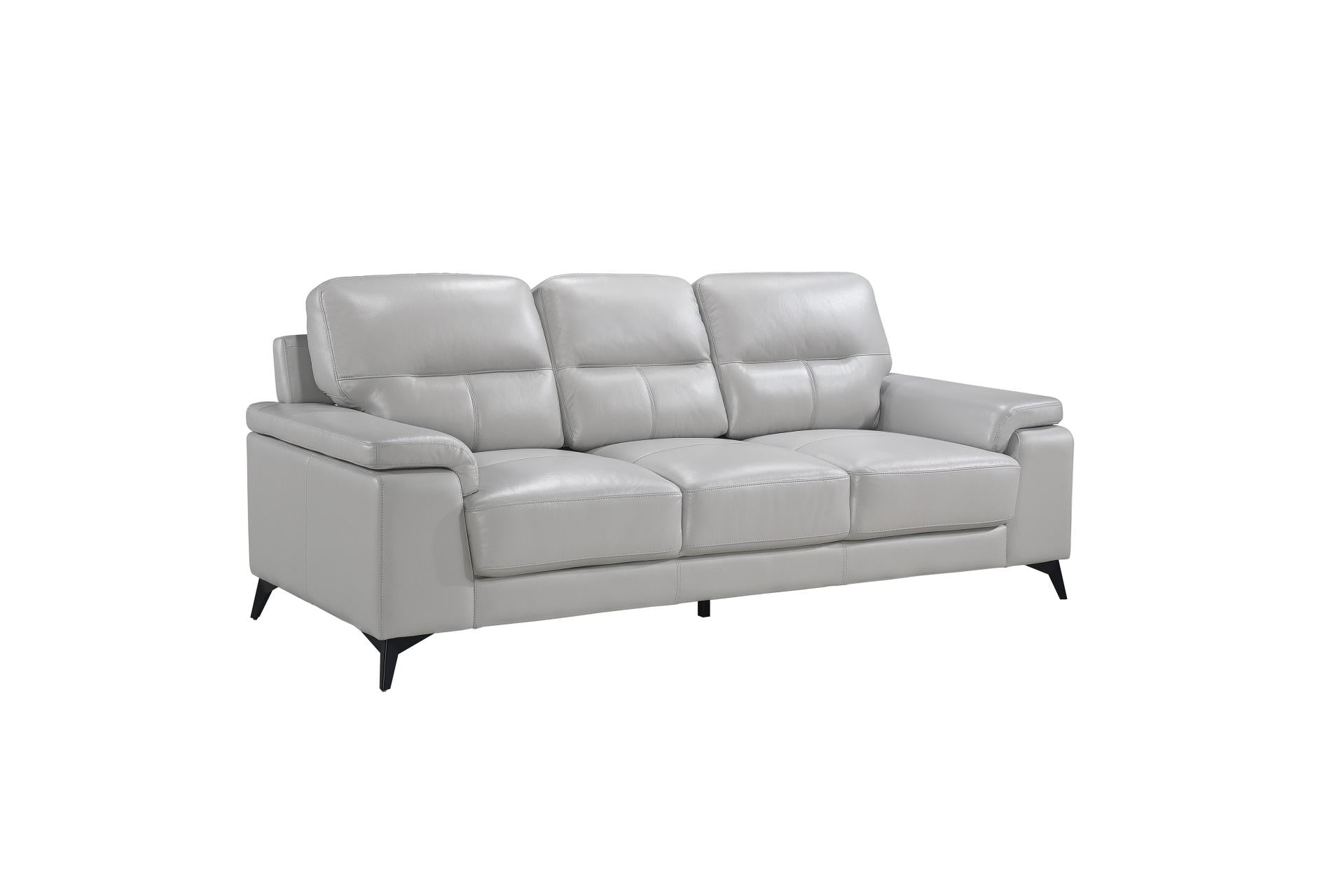 Mischa Silver Grain Top Grain Leather Living Room Set - SET | 9514SVE-1 | 9514SVE-2 | 9514SVE-3 - Bien Home Furniture &amp; Electronics