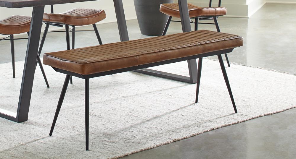 Misty Camel/Black Cushion Side Bench - 110643 - Bien Home Furniture & Electronics