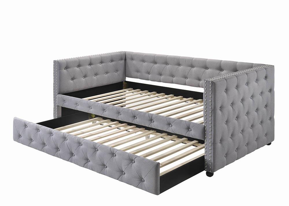 Mockern Gray Tufted Upholstered Daybed with Trundle - 302161 - Bien Home Furniture & Electronics