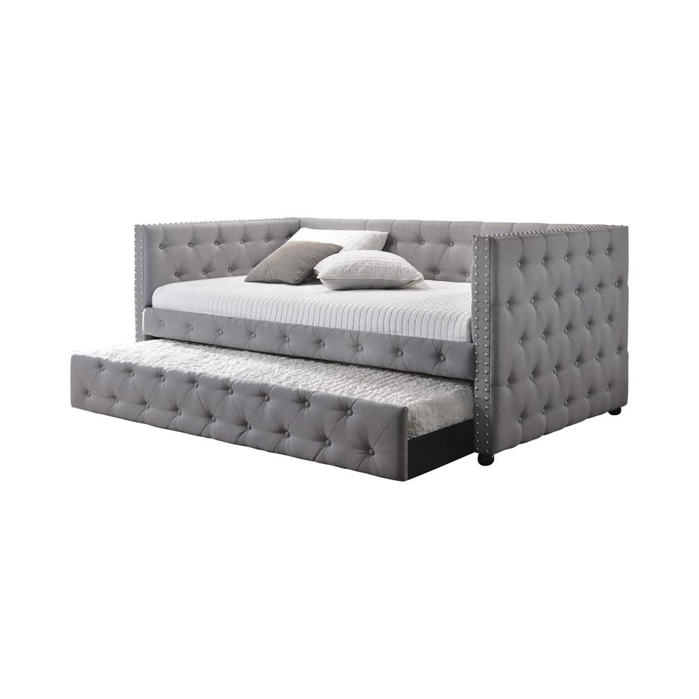 Mockern Gray Tufted Upholstered Daybed with Trundle - 302161 - Bien Home Furniture & Electronics