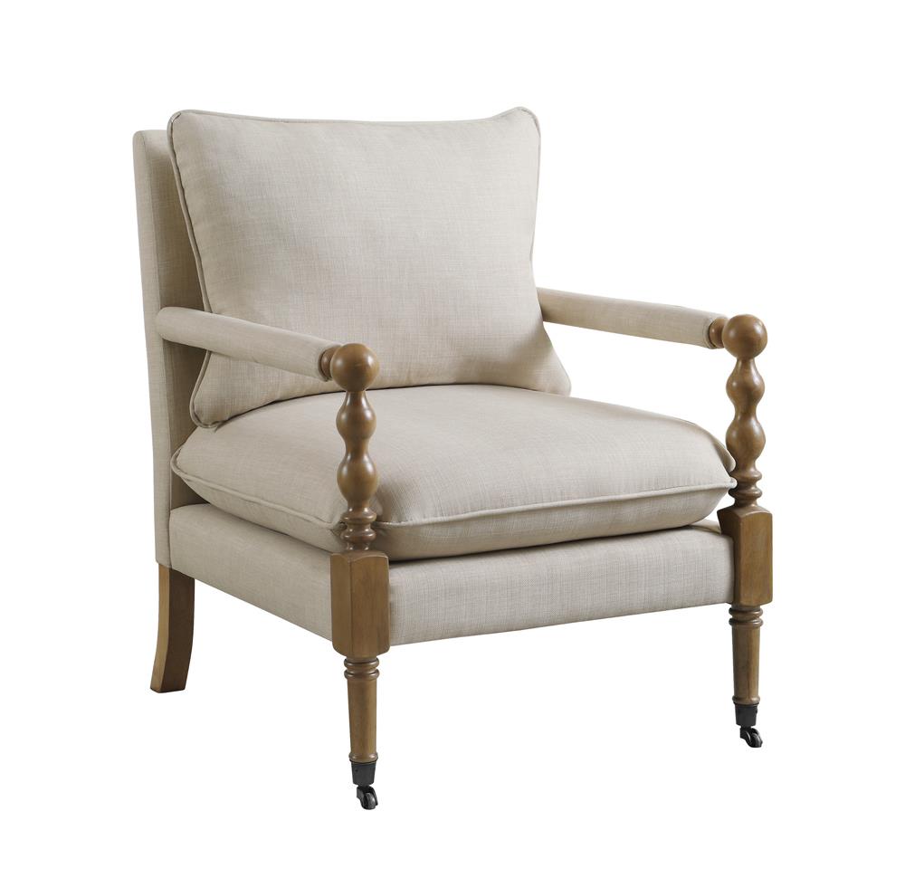 Monaghan Beige Upholstered Accent Chair with Casters - 903058 - Bien Home Furniture & Electronics