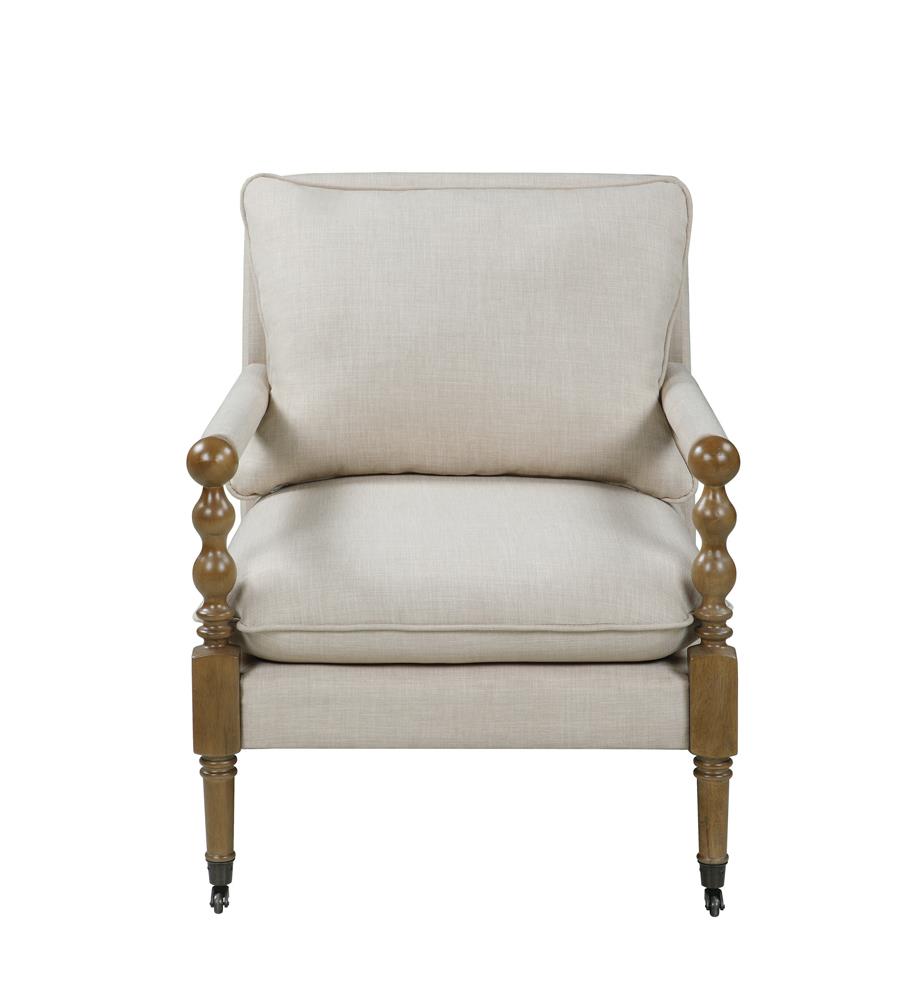 Monaghan Beige Upholstered Accent Chair with Casters - 903058 - Bien Home Furniture & Electronics