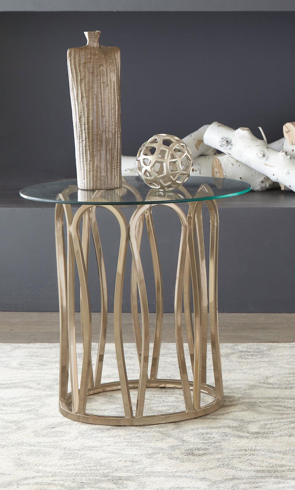 Monett Round End Table Chocolate Chrome/Clear - 708057 - Bien Home Furniture & Electronics