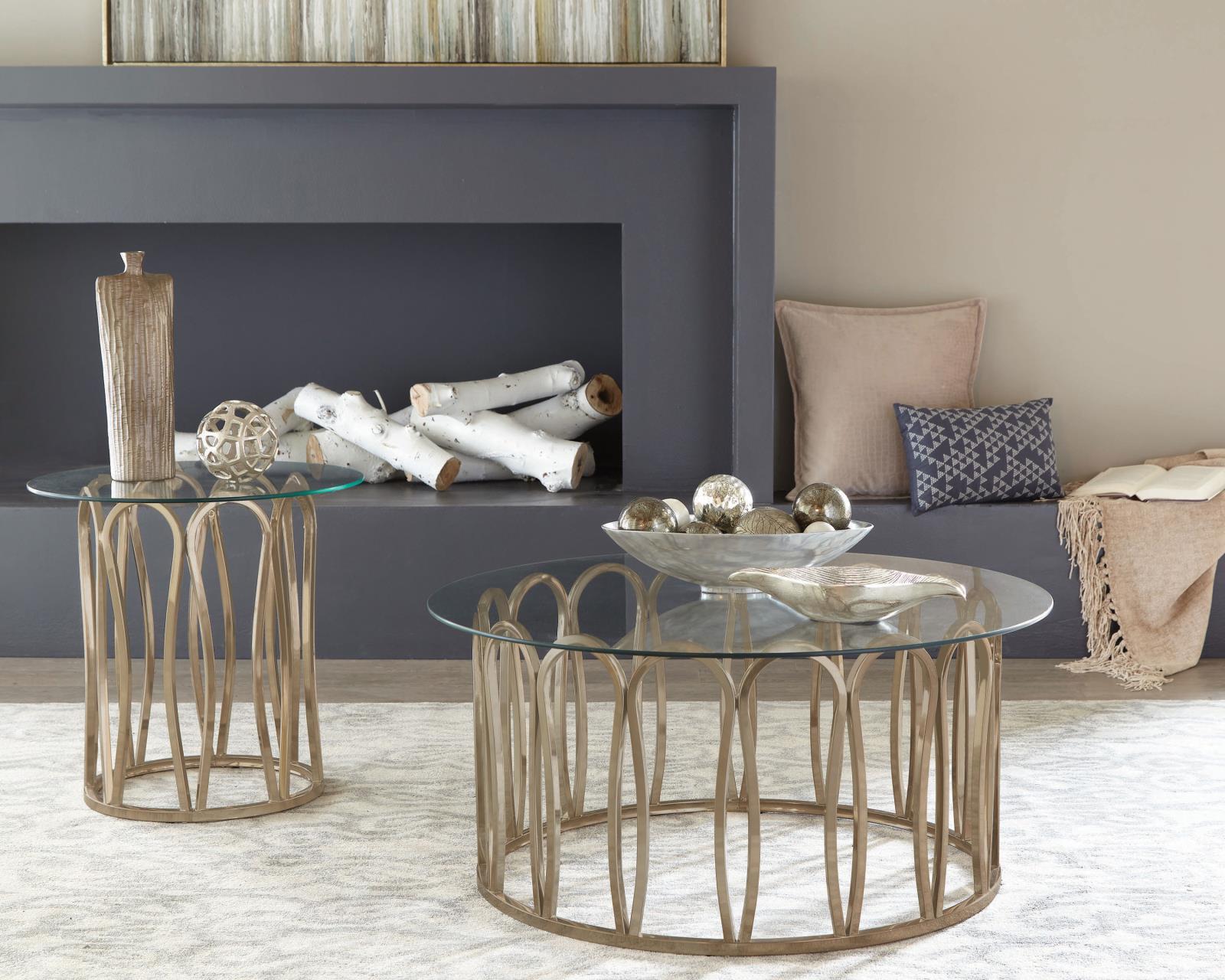 Monett Round End Table Chocolate Chrome/Clear - 708057 - Bien Home Furniture & Electronics