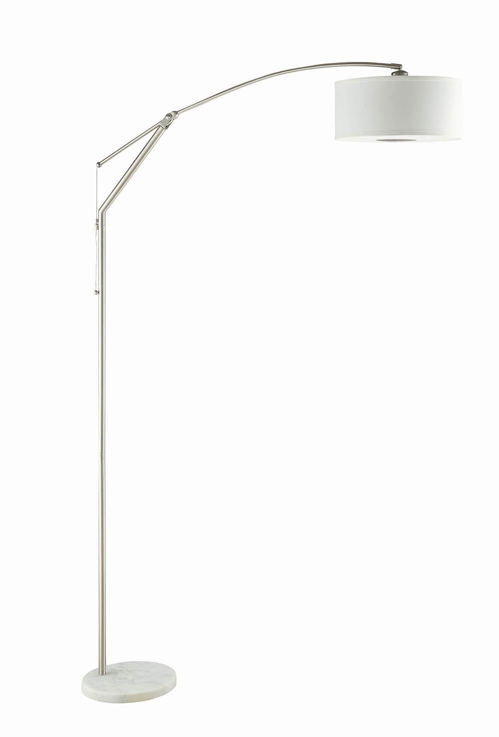 Moniz Adjustable Arched Arm Floor Lamp Chrome/White - 901490 - Bien Home Furniture & Electronics