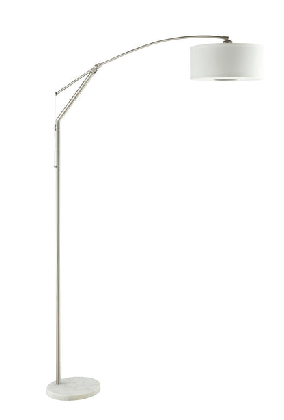 Moniz Adjustable Arched Arm Floor Lamp Chrome/White - 901490 - Bien Home Furniture &amp; Electronics