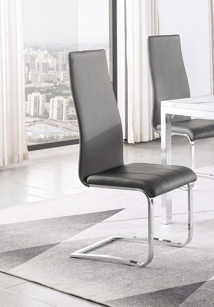Montclair Gray/Chrome Upholstered High Back Side Chairs, Set of 4 - 100515GRY - Bien Home Furniture & Electronics