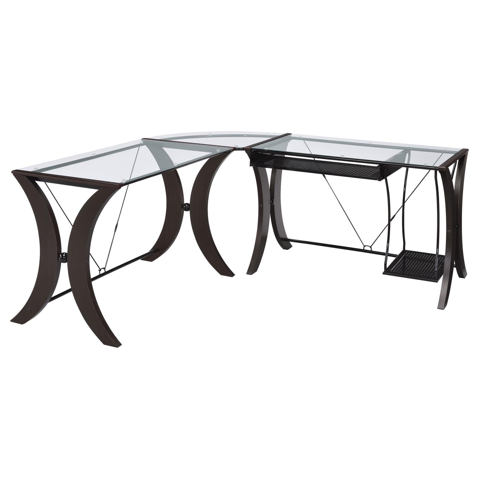 Monterey Cappuccino 3-Piece L-Shaped Computer Desk Set - 800446 - Bien Home Furniture & Electronics