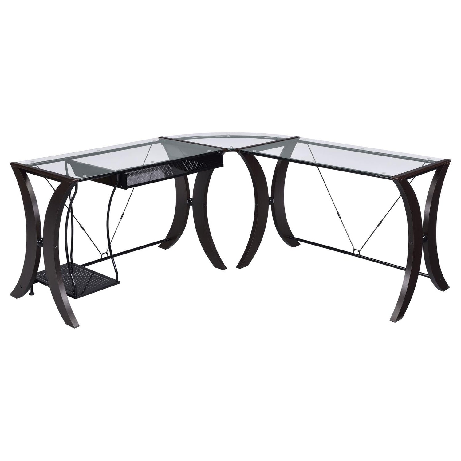 Monterey Cappuccino 3-Piece L-Shaped Computer Desk Set - 800446 - Bien Home Furniture & Electronics