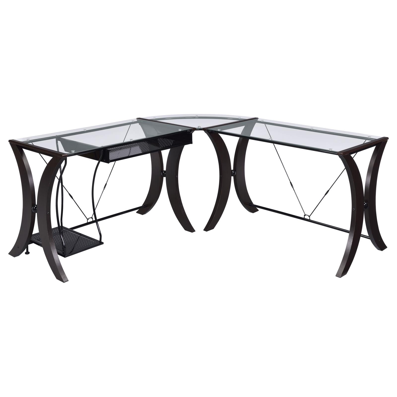 Monterey Cappuccino 3-Piece L-Shaped Computer Desk Set - 800446 - Bien Home Furniture & Electronics