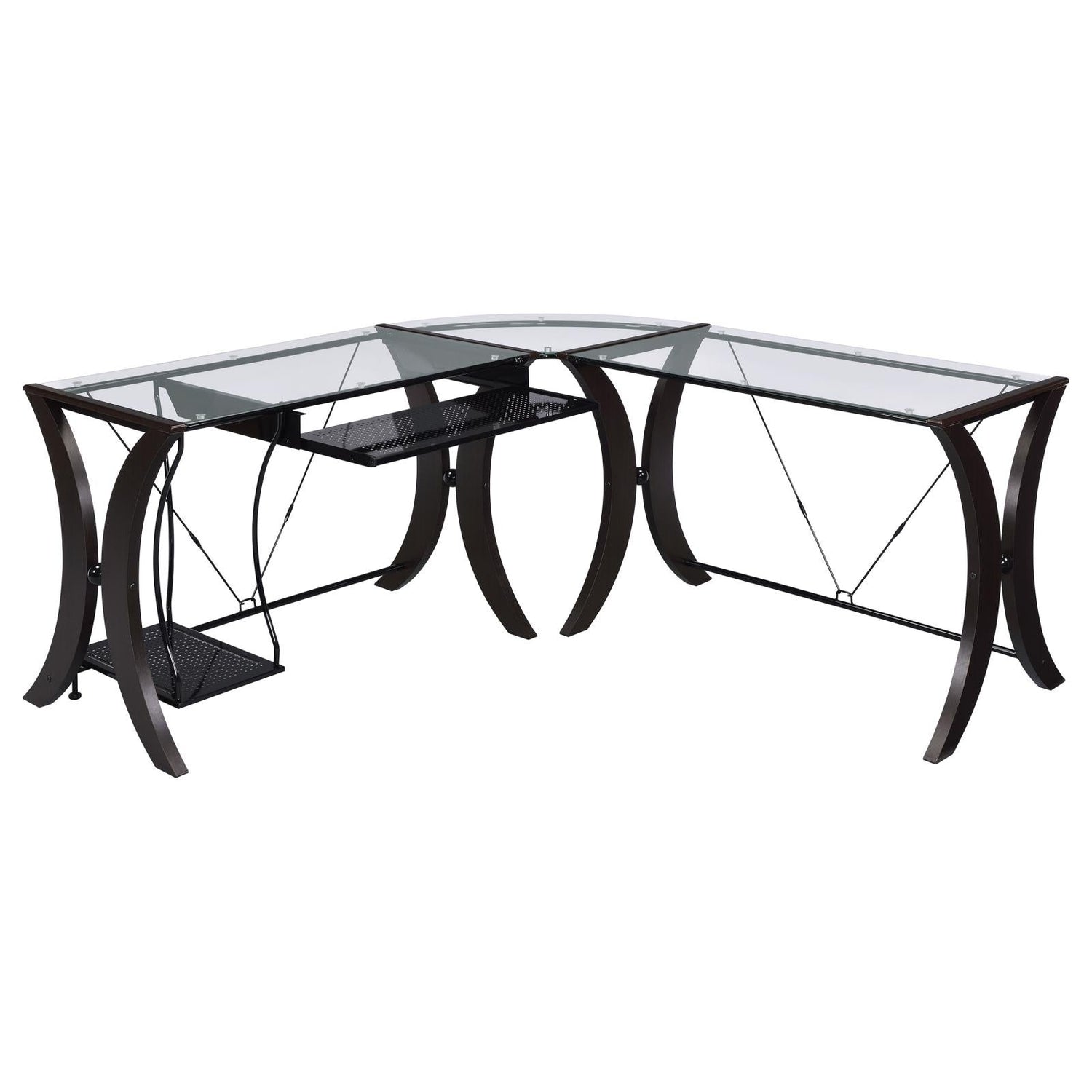 Monterey Cappuccino 3-Piece L-Shaped Computer Desk Set - 800446 - Bien Home Furniture & Electronics