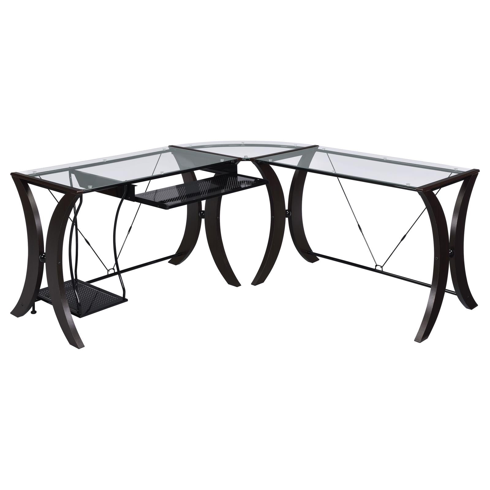Monterey Cappuccino 3-Piece L-Shaped Computer Desk Set - 800446 - Bien Home Furniture & Electronics
