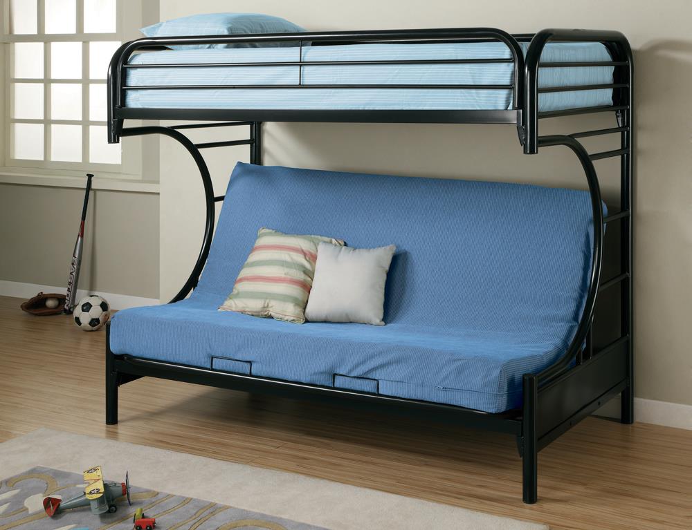 Montgomery Glossy Black Twin over Futon Bunk Bed - 2253K - Bien Home Furniture &amp; Electronics