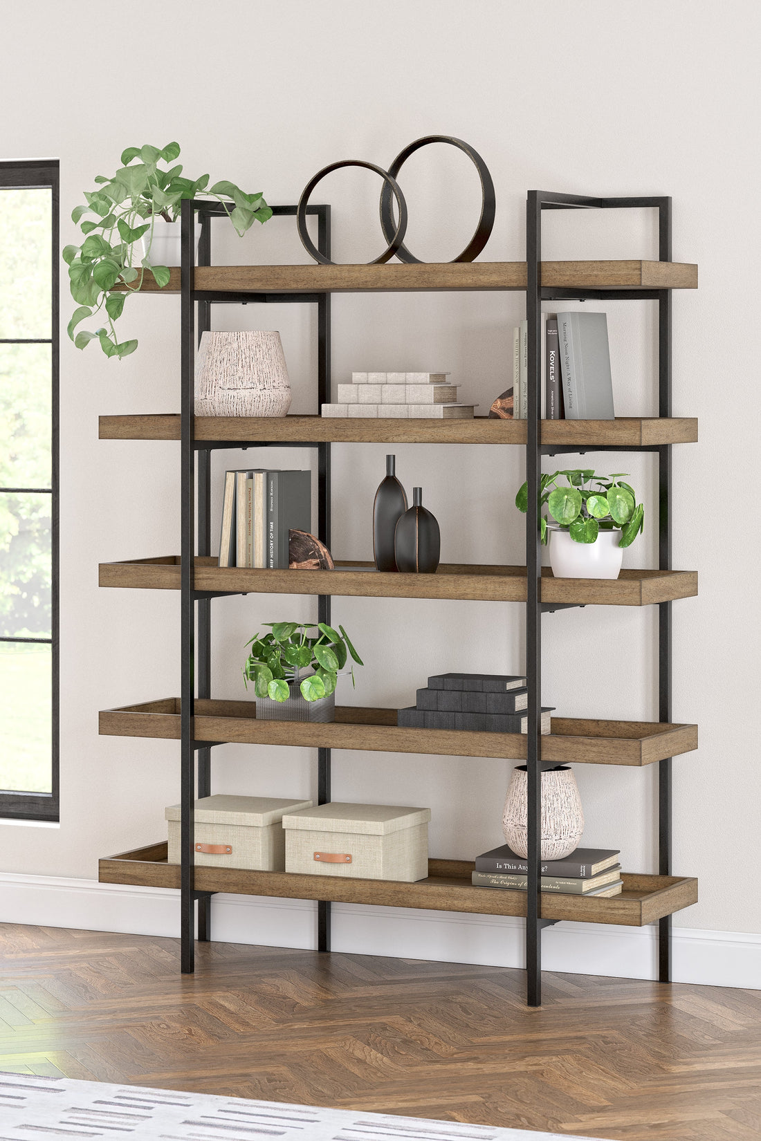 Montia Light Brown 76" Bookcase - H632-70 - Bien Home Furniture & Electronics