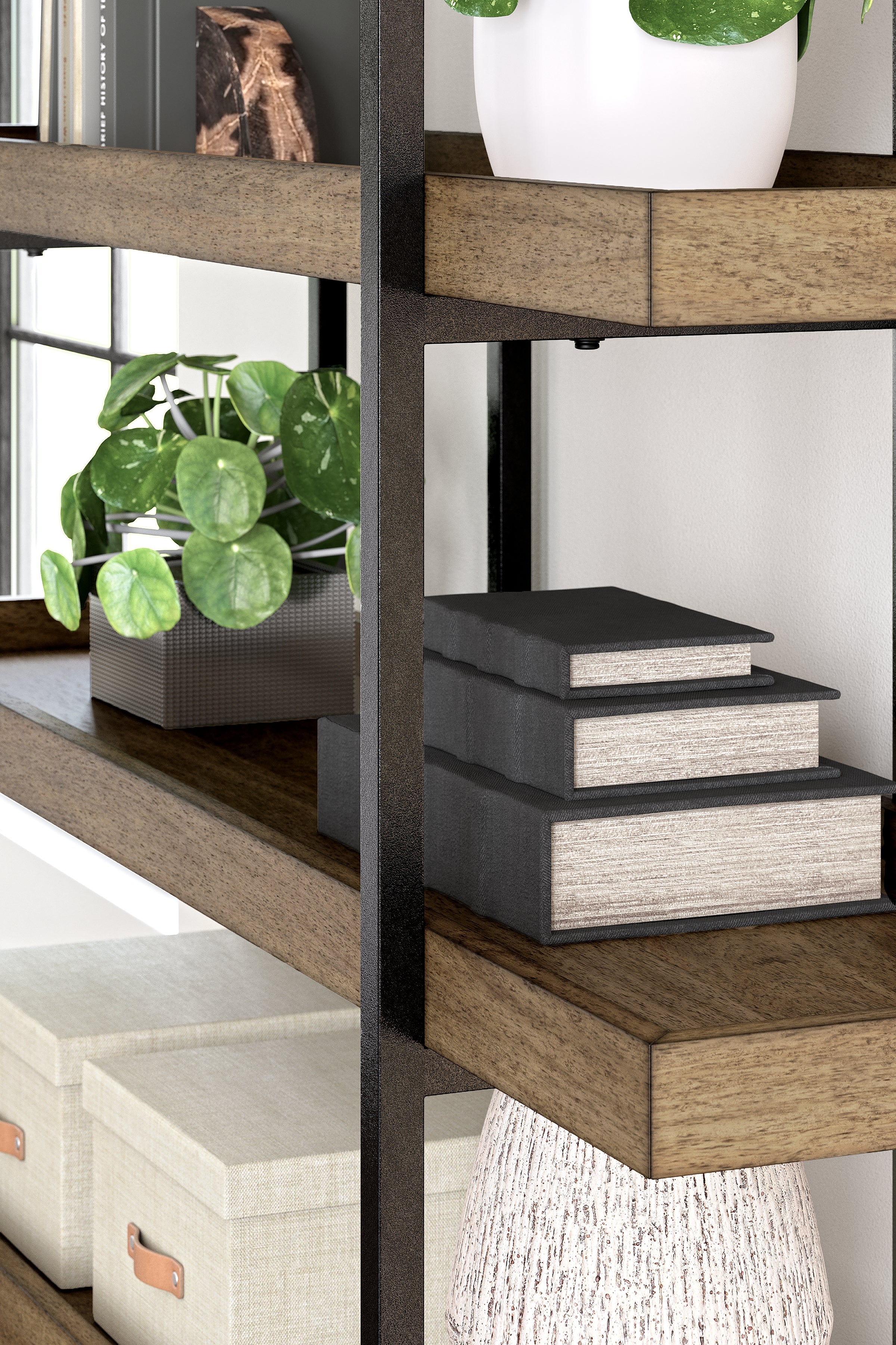 Montia Light Brown 76" Bookcase - H632-70 - Bien Home Furniture & Electronics