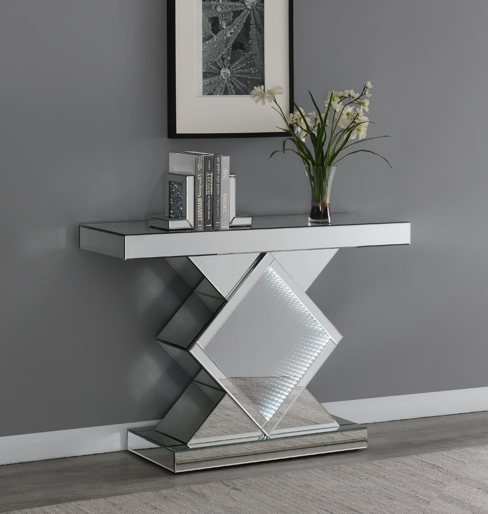 Moody Silver Console Table with LED Lighting - 953333 - Bien Home Furniture &amp; Electronics