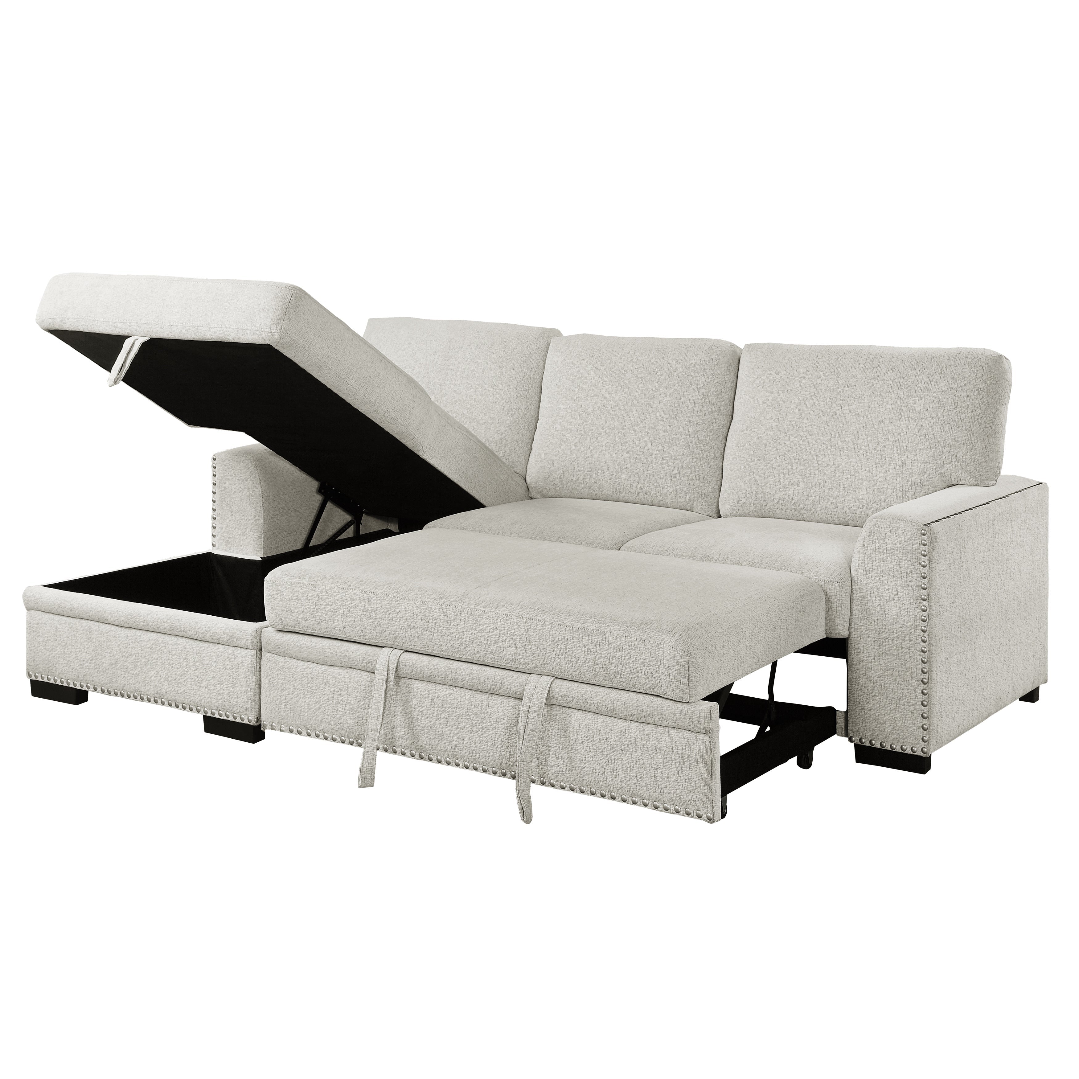 Morelia Beige LAF Storage Sleeper Sofa Chaise - 9468BE*2LC2R - Bien Home Furniture & Electronics