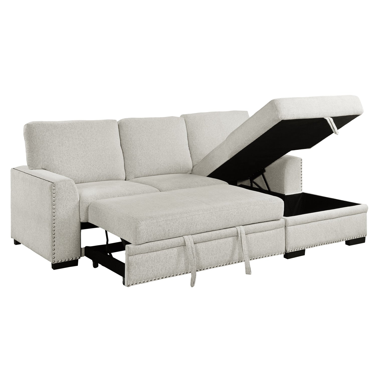 Morelia Beige RAF Storage Sleeper Sofa Chaise - 9468BE*2RC2L - Bien Home Furniture & Electronics