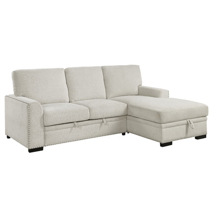 Morelia Beige RAF Storage Sleeper Sofa Chaise - 9468BE*2RC2L - Bien Home Furniture &amp; Electronics