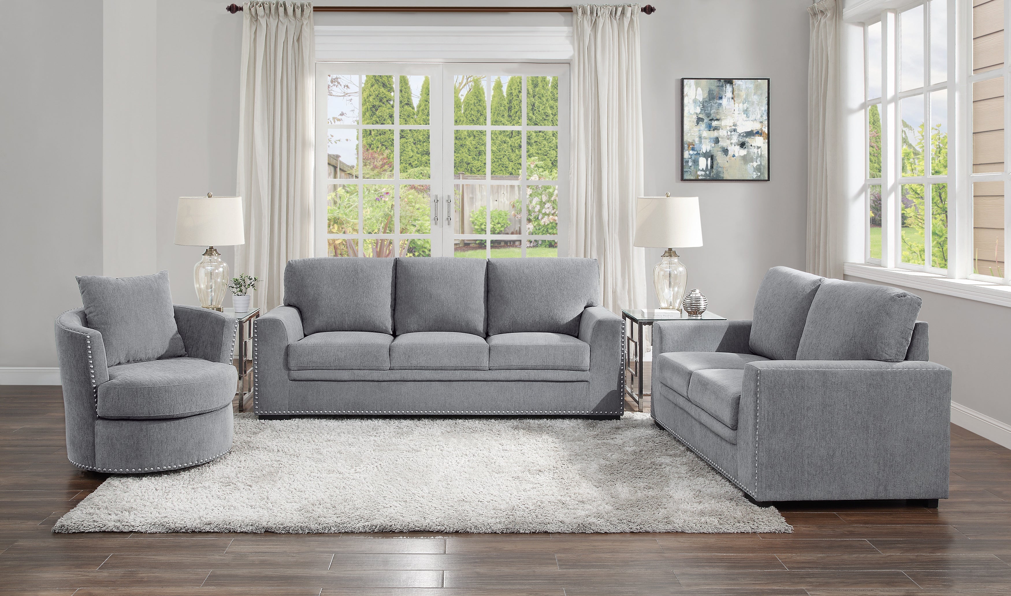 Morelia Dark Gray Loveseat - 9468DG-2 - Bien Home Furniture & Electronics