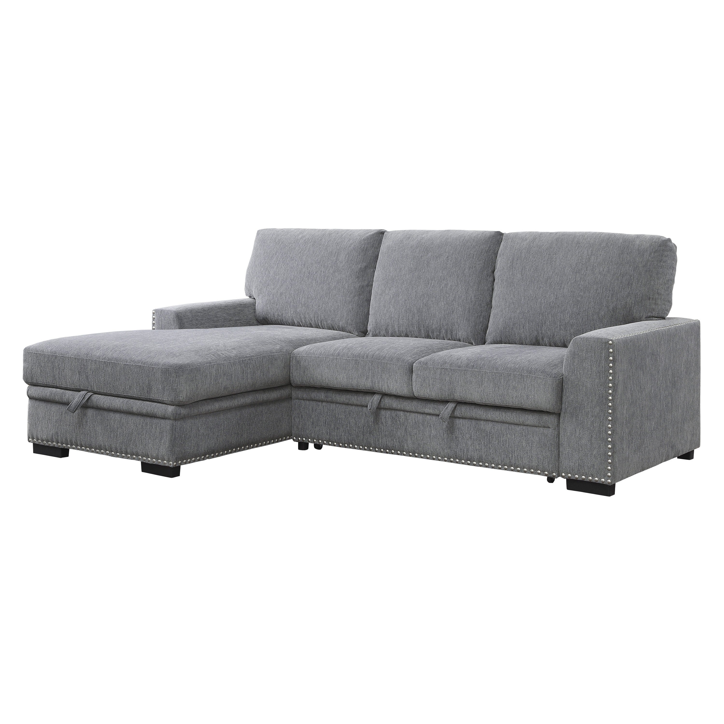 Morelia Gray LAF Storage Sleeper Sofa Chaise - 9468DG*2LC2R - Bien Home Furniture & Electronics