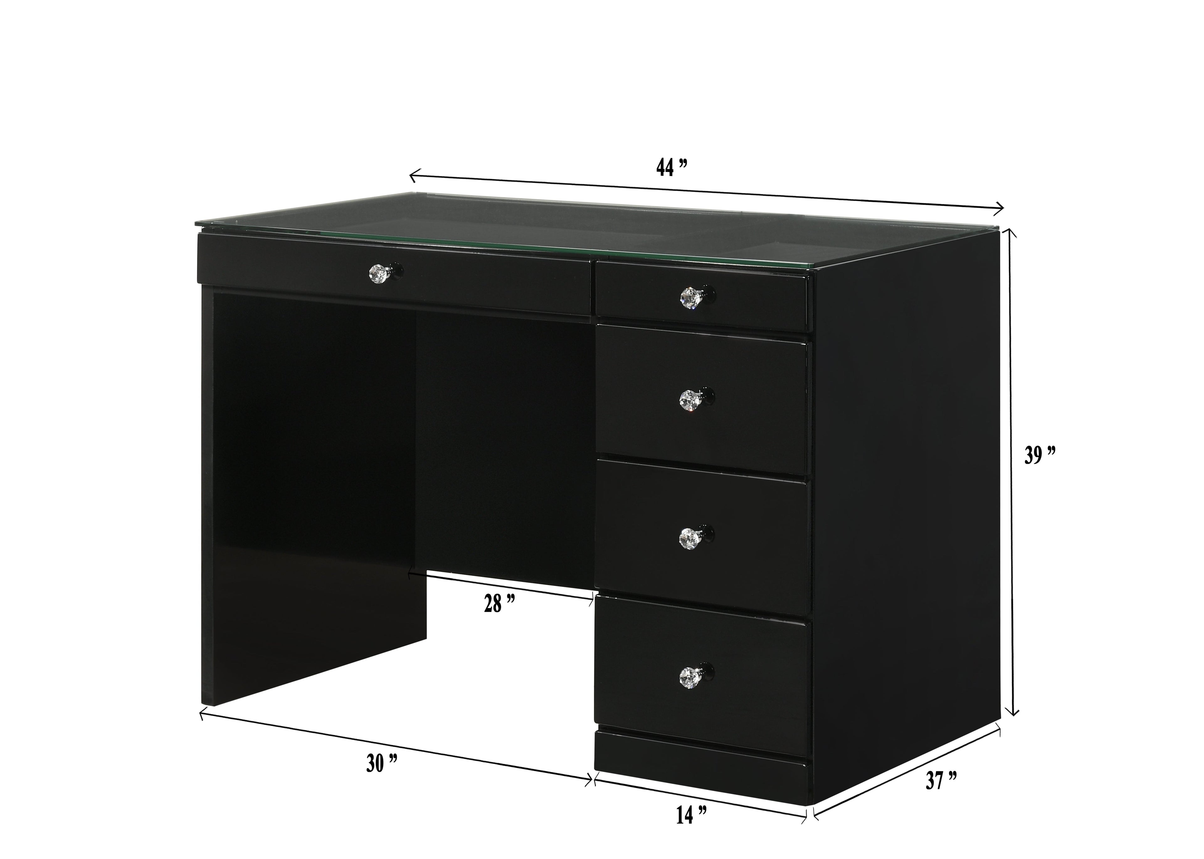 Morgan Black Makeup Vanity Set with Lighted Mirror - SET | B4851BK-91-BASE | B4851BK-91-TOP | B4850BK-91-11 | B4851BK-93 - Bien Home Furniture & Electronics