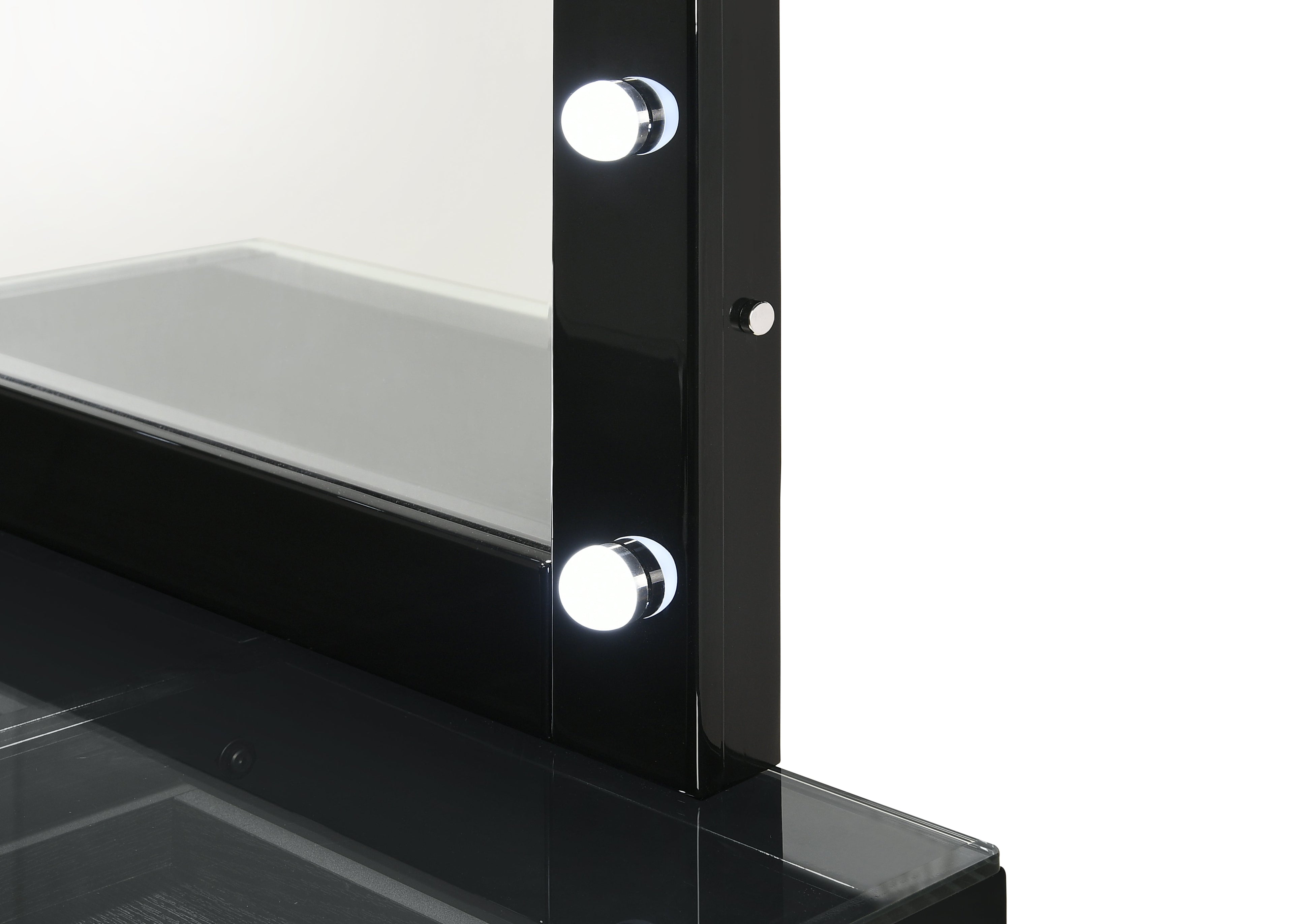 Morgan Black Makeup Vanity Set with Lighted Mirror - SET | B4851BK-91-BASE | B4851BK-91-TOP | B4850BK-91-11 | B4851BK-93 - Bien Home Furniture & Electronics