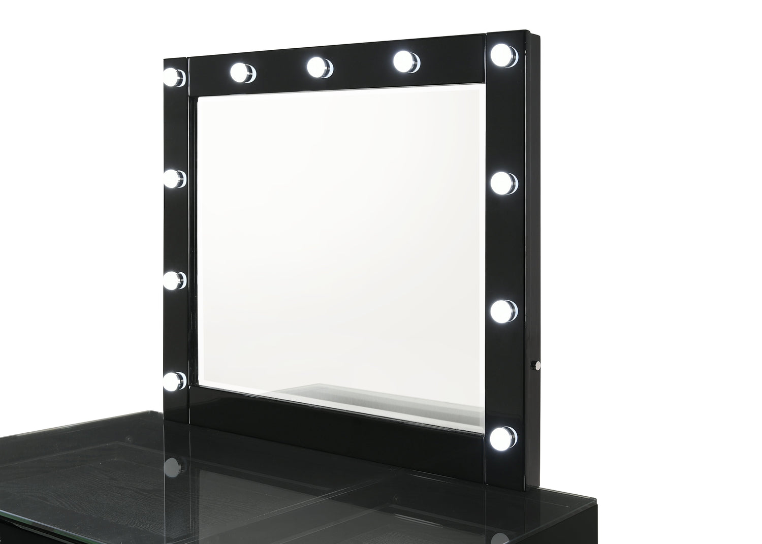 Morgan Black Makeup Vanity Set with Lighted Mirror - SET | B4851BK-91-BASE | B4851BK-91-TOP | B4850BK-91-11 | B4851BK-93 - Bien Home Furniture & Electronics