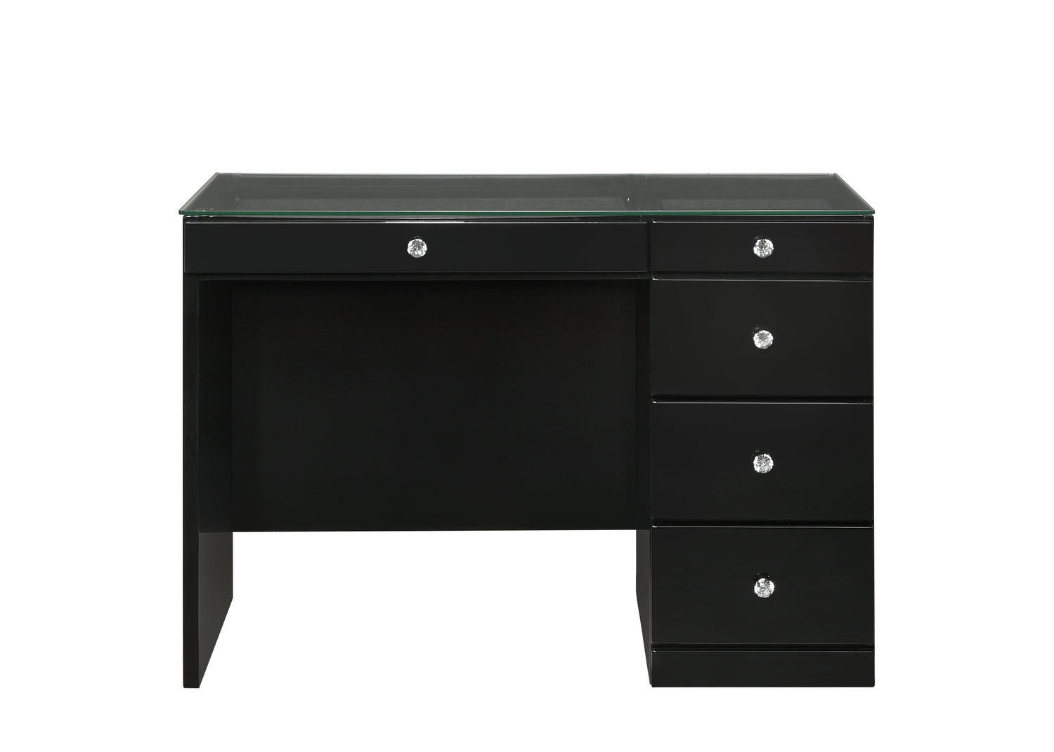Morgan Black Makeup Vanity Set with Lighted Mirror - SET | B4851BK-91-BASE | B4851BK-91-TOP | B4850BK-91-11 | B4851BK-93 - Bien Home Furniture & Electronics