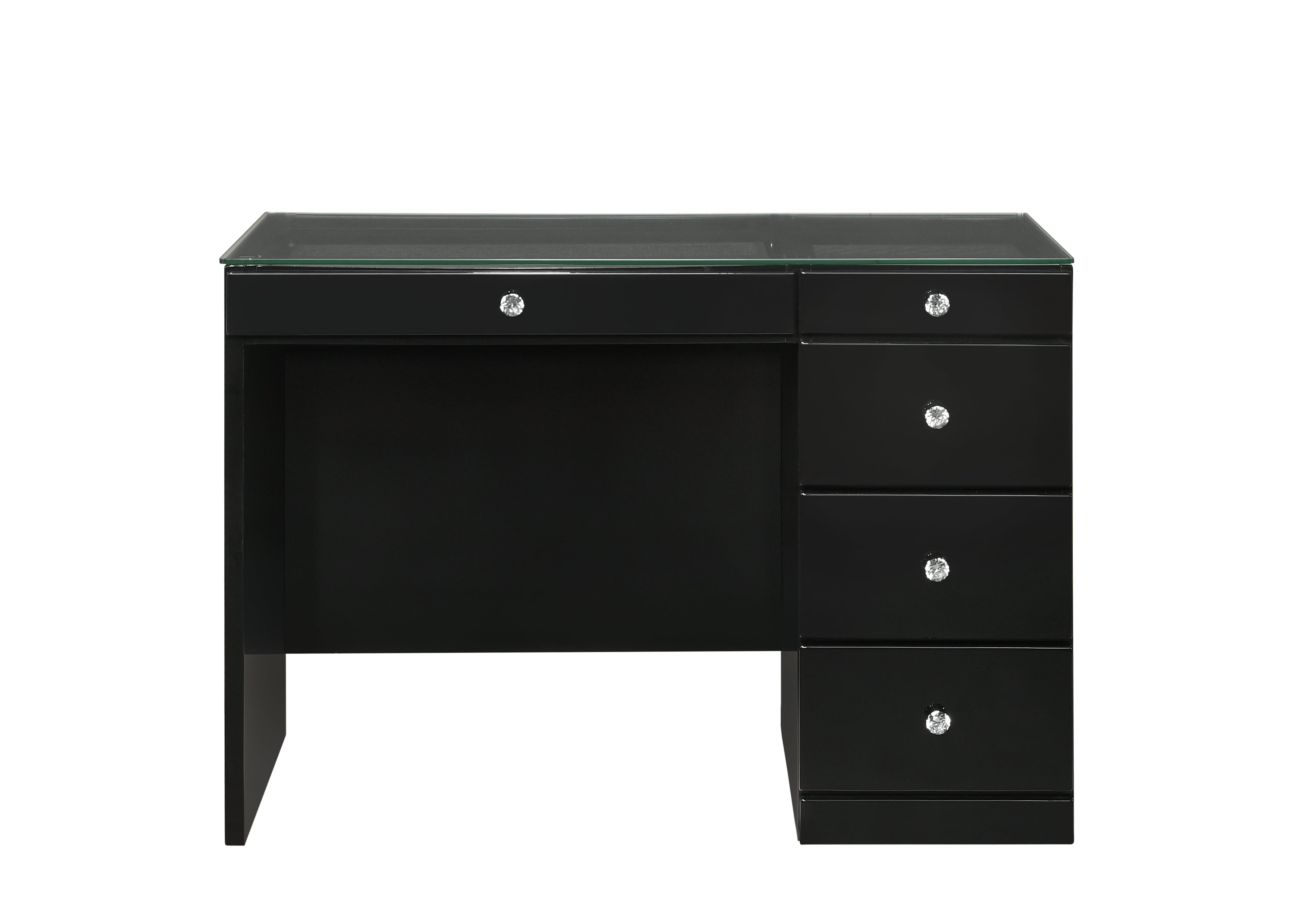 Morgan Black Makeup Vanity Set with Lighted Mirror - SET | B4851BK-91-BASE | B4851BK-91-TOP | B4850BK-91-11 | B4851BK-93 - Bien Home Furniture & Electronics