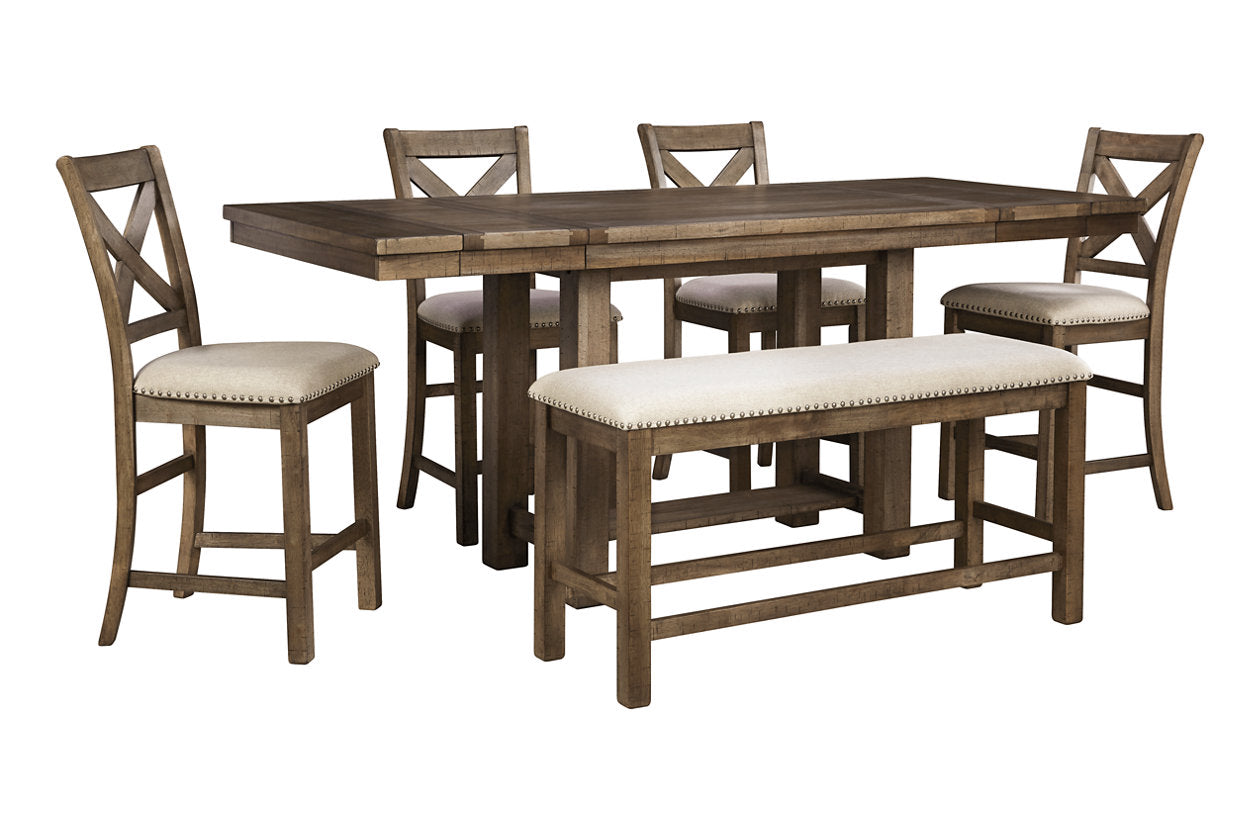 Moriville Grayish Brown Counter Height Dining Extension Table - D631-32 - Bien Home Furniture & Electronics