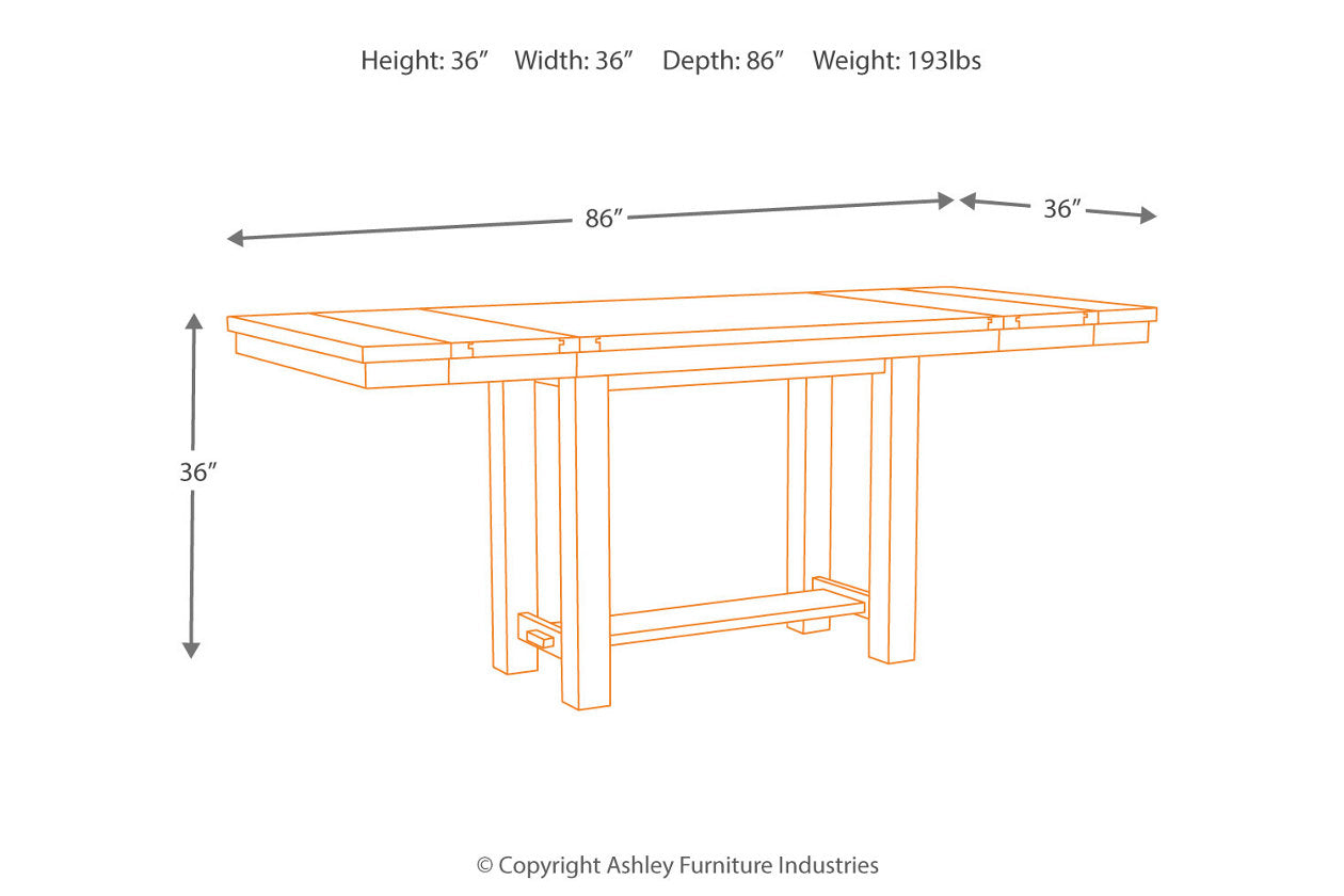 Moriville Grayish Brown Counter Height Dining Extension Table - D631-32 - Bien Home Furniture & Electronics