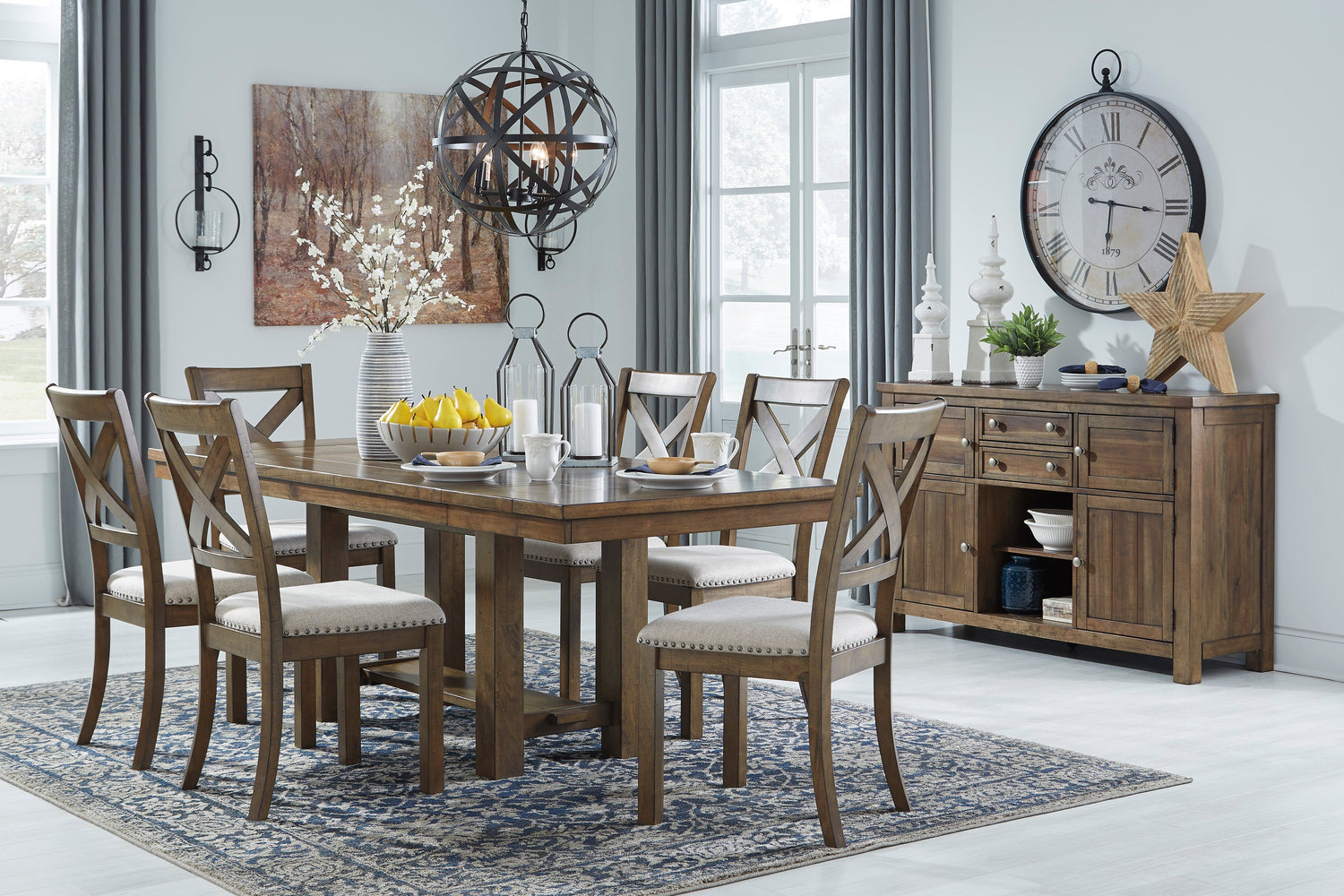 Moriville Grayish Brown Extendable Dining Set - SET | D631-45 | D631-01(2) | D631-00 - Bien Home Furniture & Electronics