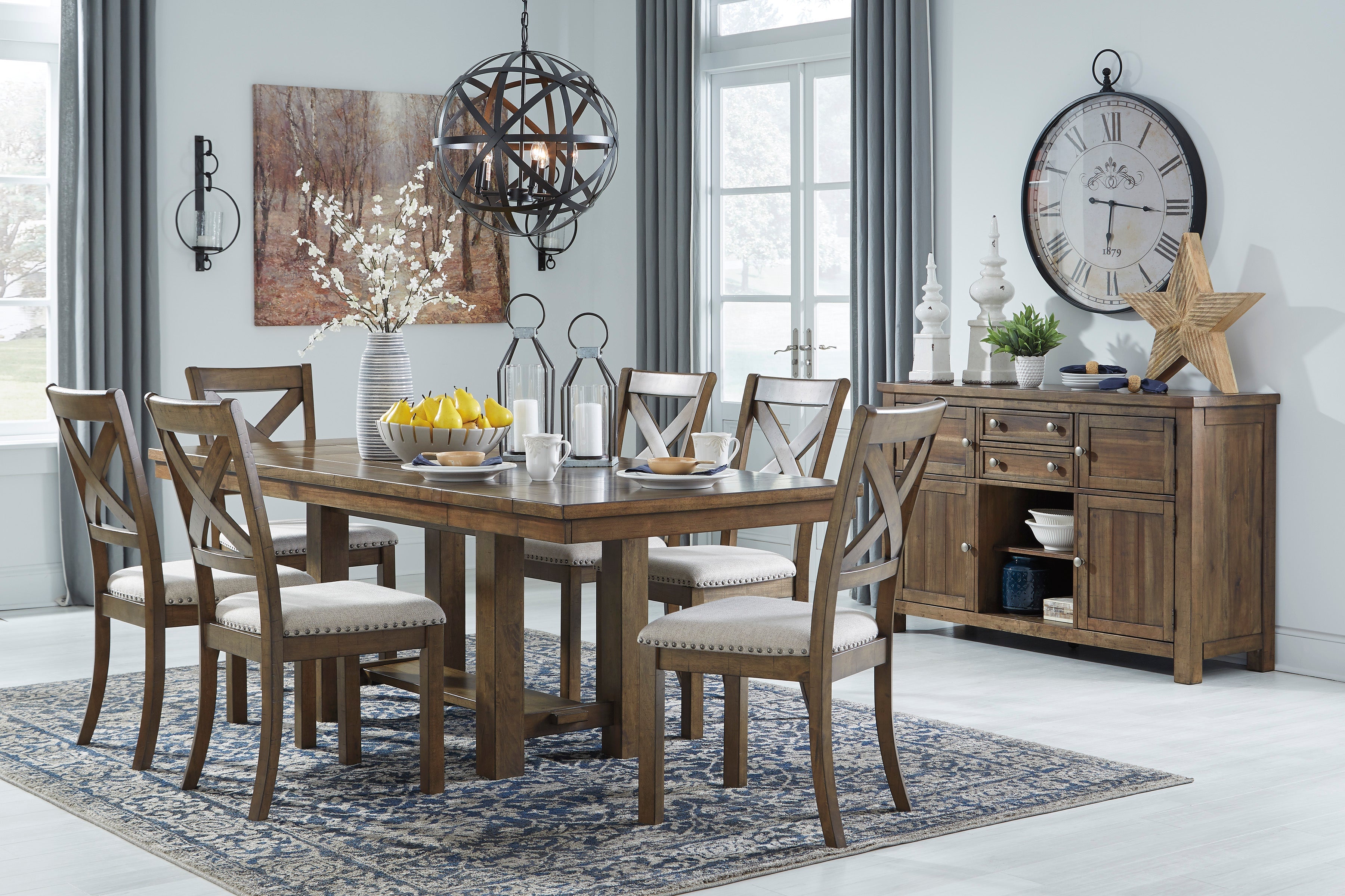 Moriville Grayish Brown Extendable Dining Set - SET | D631-45 | D631-01(2) | D631-00 - Bien Home Furniture & Electronics